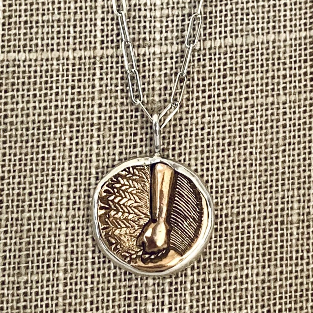 EARTH Zodiac Element Sign Symbol Bronze Coin Charm 925 Sterling Silver Necklace